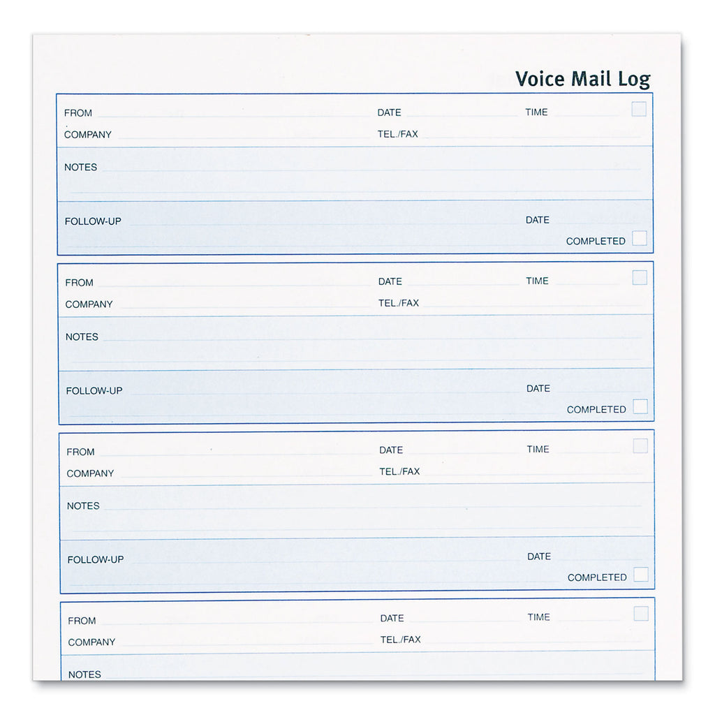 Follow-up Wirebound Voice Mail Log Book, One-Part (No Copies), 7.5 x 2, 5 Forms/Sheet, 500 Forms Total