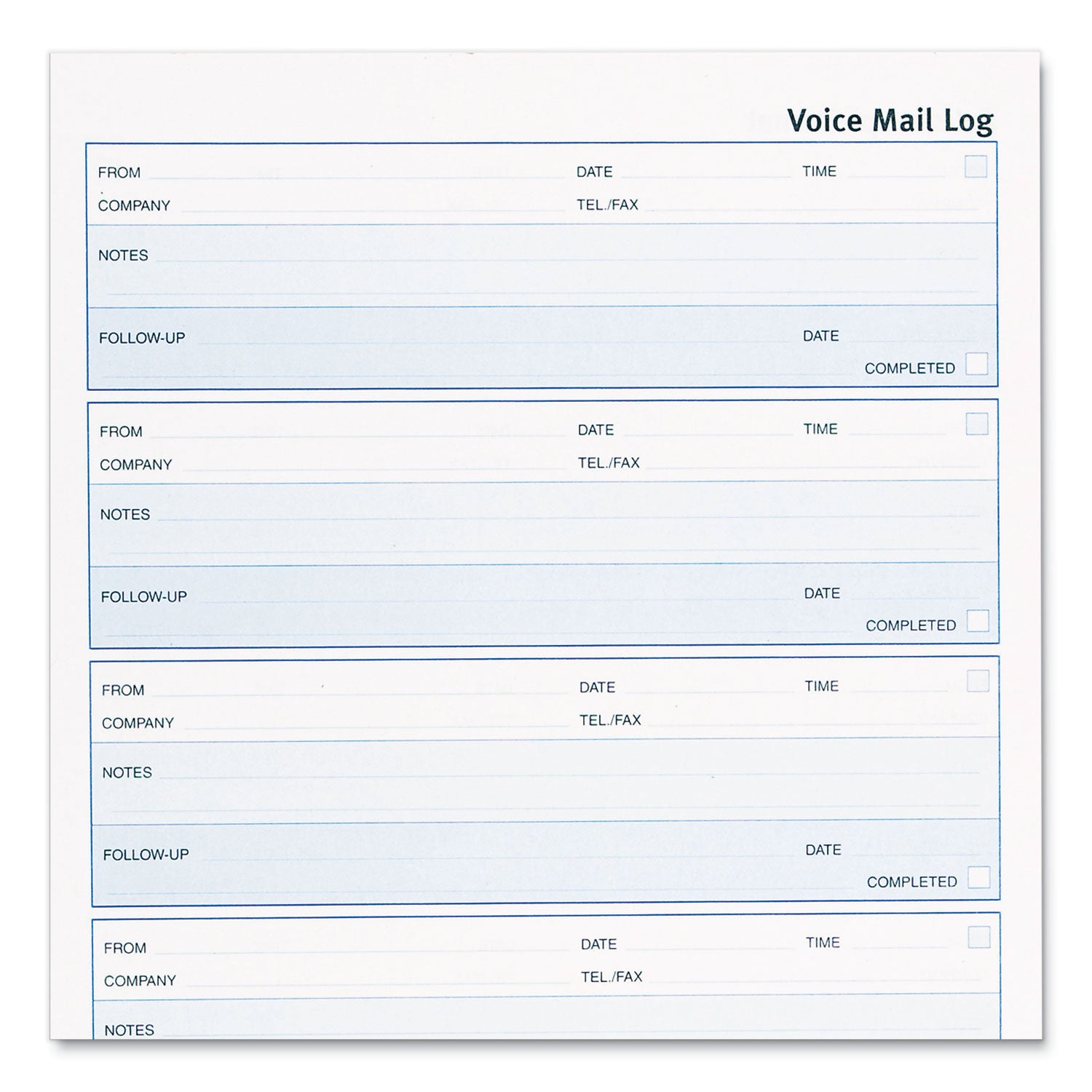 Follow-up Wirebound Voice Mail Log Book, One-Part (No Copies), 7.5 x 2, 5 Forms/Sheet, 500 Forms Total
