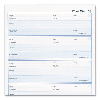 Follow-up Wirebound Voice Mail Log Book, One-Part (No Copies), 7.5 x 2, 5 Forms/Sheet, 500 Forms Total