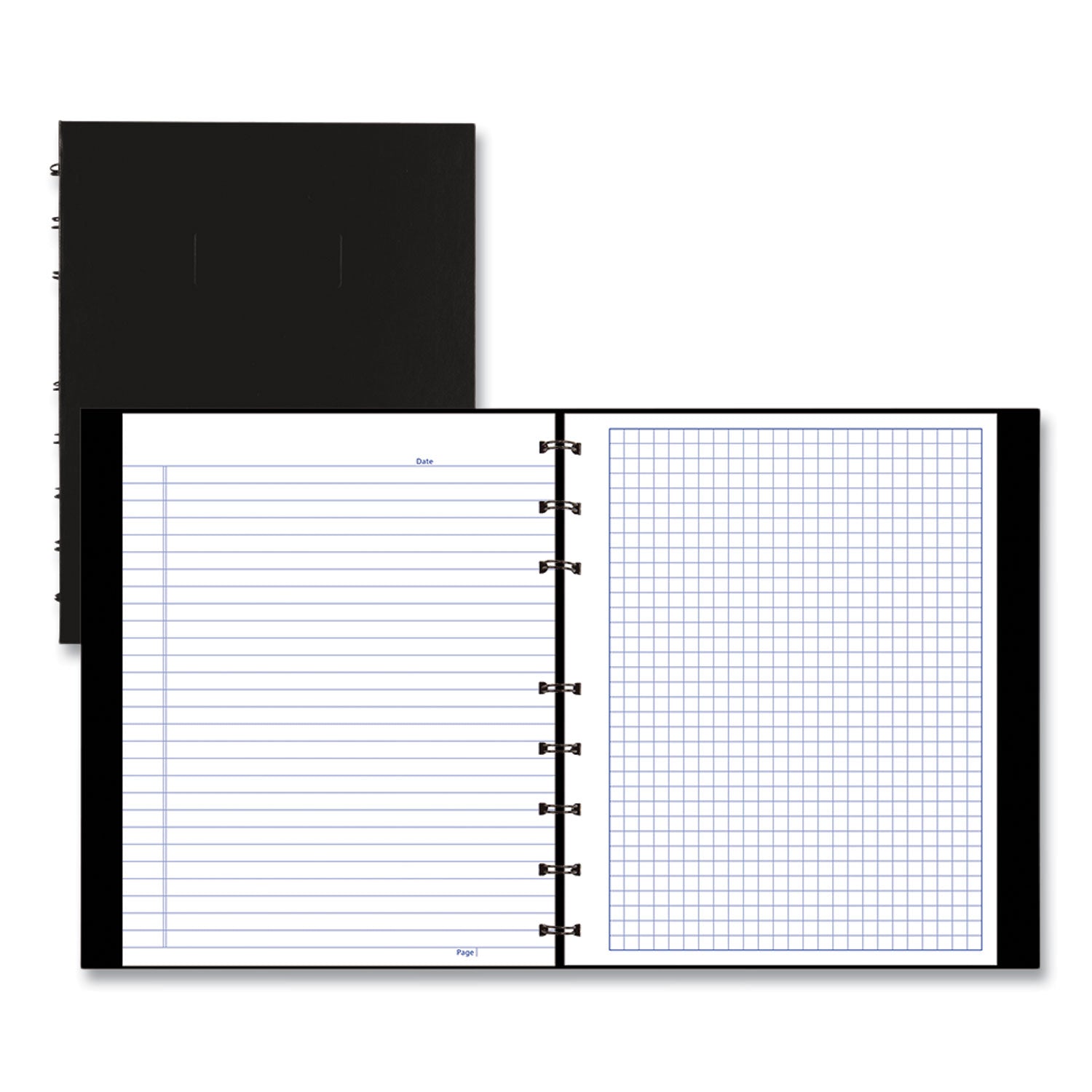 NotePro Quad Notebook, Data/Lab-Record Format with Narrow and Quadrille Rule Sections, Black Cover, (96) 9.25 x 7.25 Sheets - 