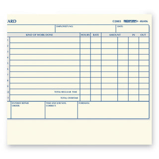 Daily Employee Time Cards, Two Sides, 4.25 x 7, 100/Pad