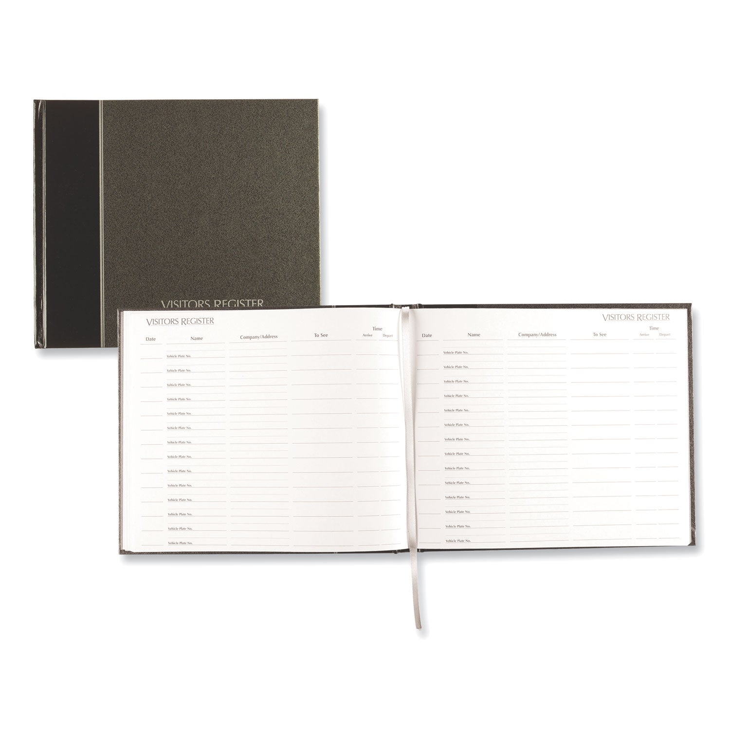Hardcover Visitor Register Book, Black Cover, 9.78 x 8.5 Sheets, 128 Sheets/Book - 