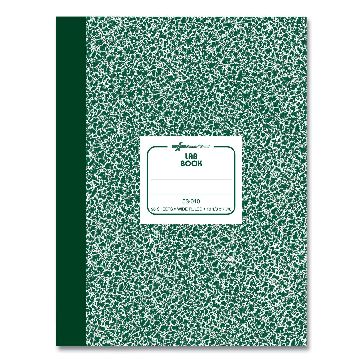 Lab Notebook, Wide/Legal Rule, Green Marble Cover, (96) 10.13 x 7.88 Sheets - 