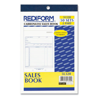 Sales Book, 15 Lines, Two-Part Carbonless, 5.5 x 7.88, 50 Forms Total - 