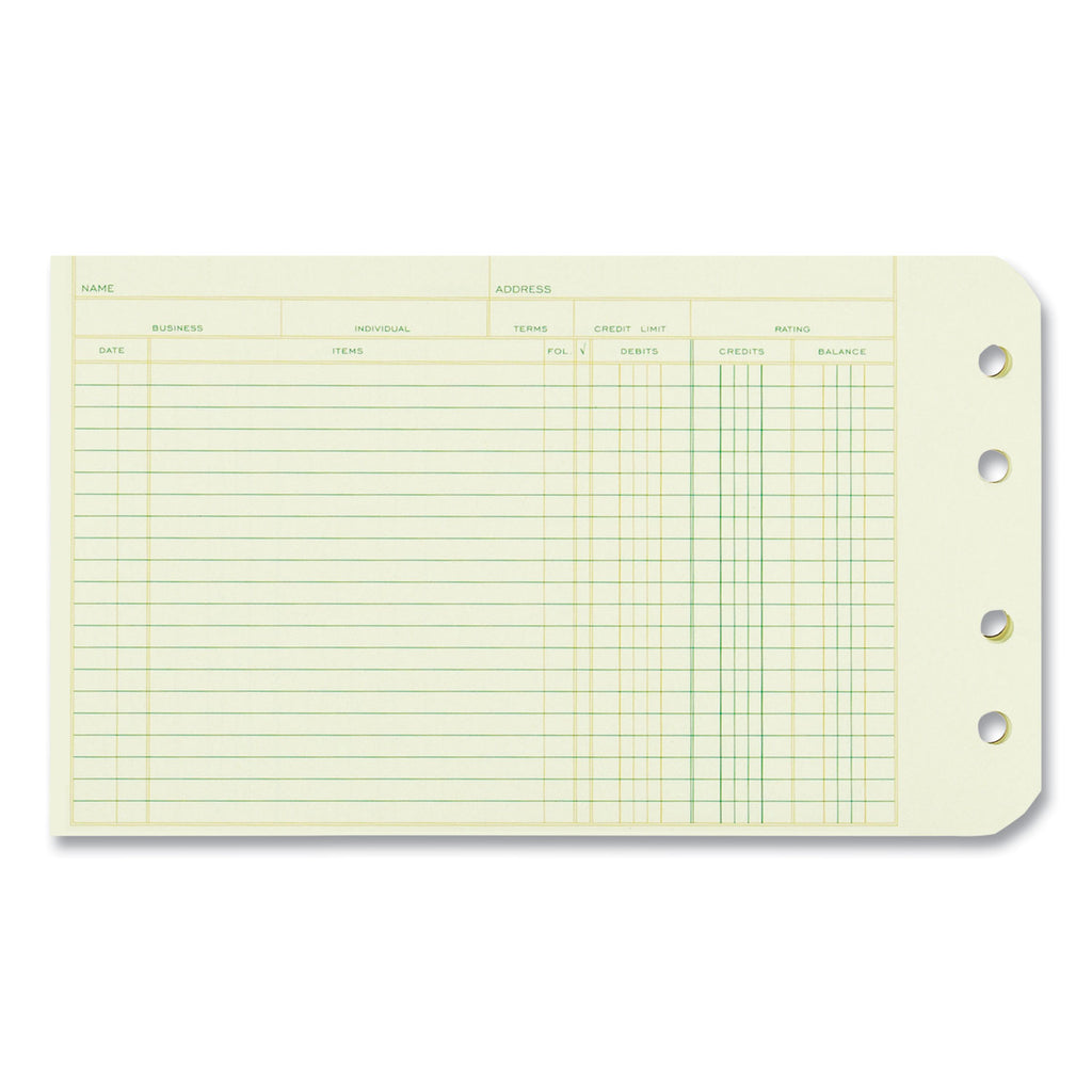 Four-Ring Binder Refill Sheets, 5 x 8.5, Green, 100/Pack - 