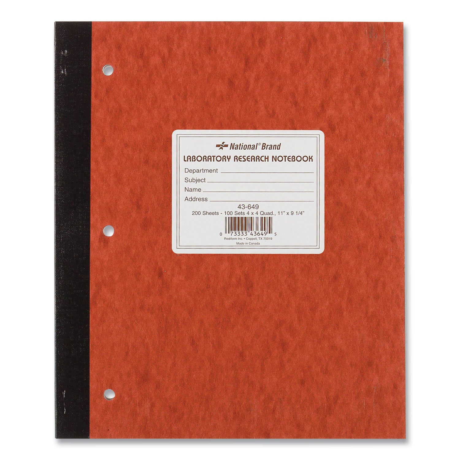 Duplicate Laboratory Notebooks, Stitched Binding, Quadrille Rule (4 sq/in), Brown Cover, (200) 11 x 9.25 Sheets - 