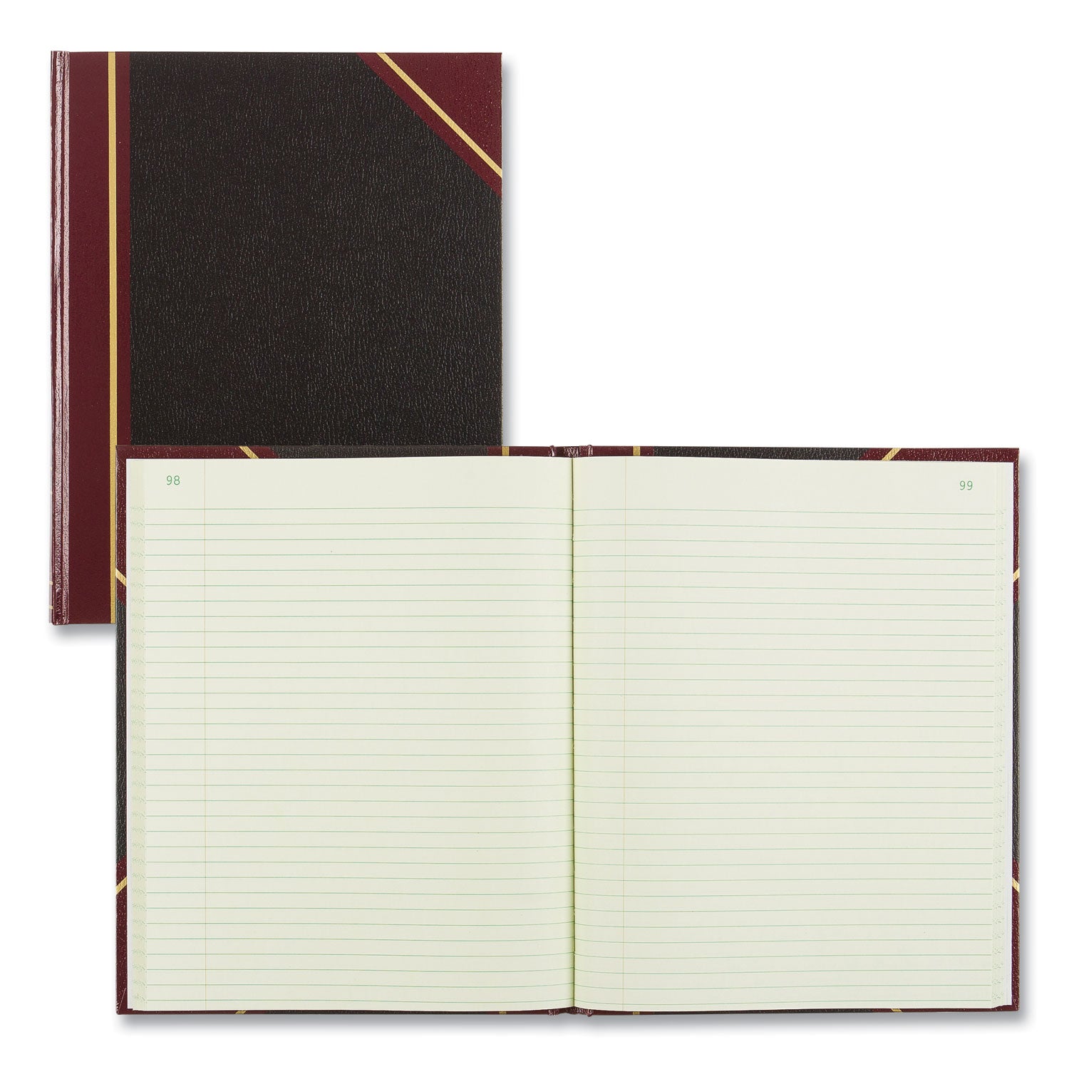 Texthide Eye-Ease Record Book, Black/Burgundy/Gold Cover, 10.38 x 8.38 Sheets, 150 Sheets/Book - 