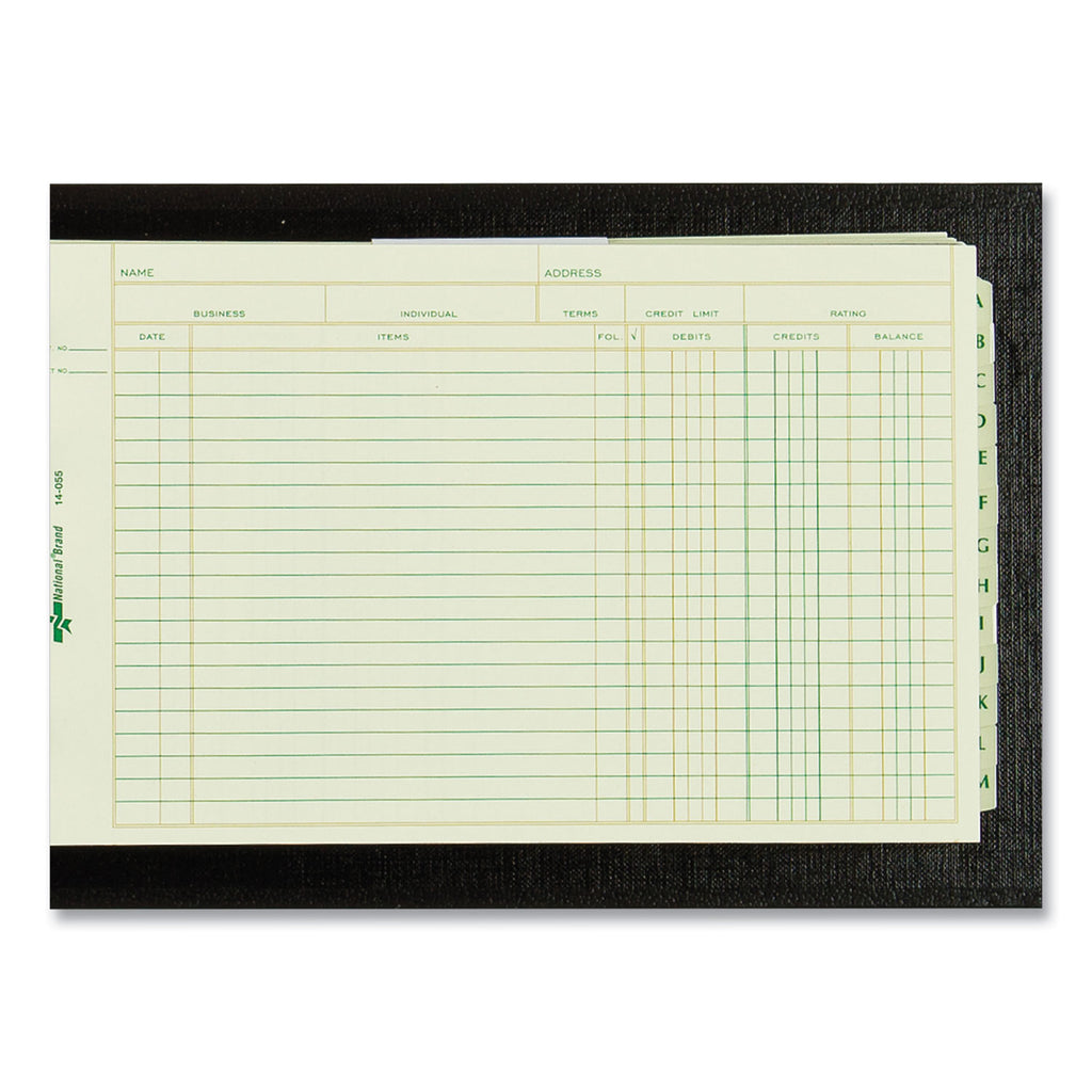 Four-Ring Ledger Binder Kit with A-Z Index, Black Cover, 8.5 x 5 Debit-Credit-Balance Sheets, 100 Sheets/Book - 