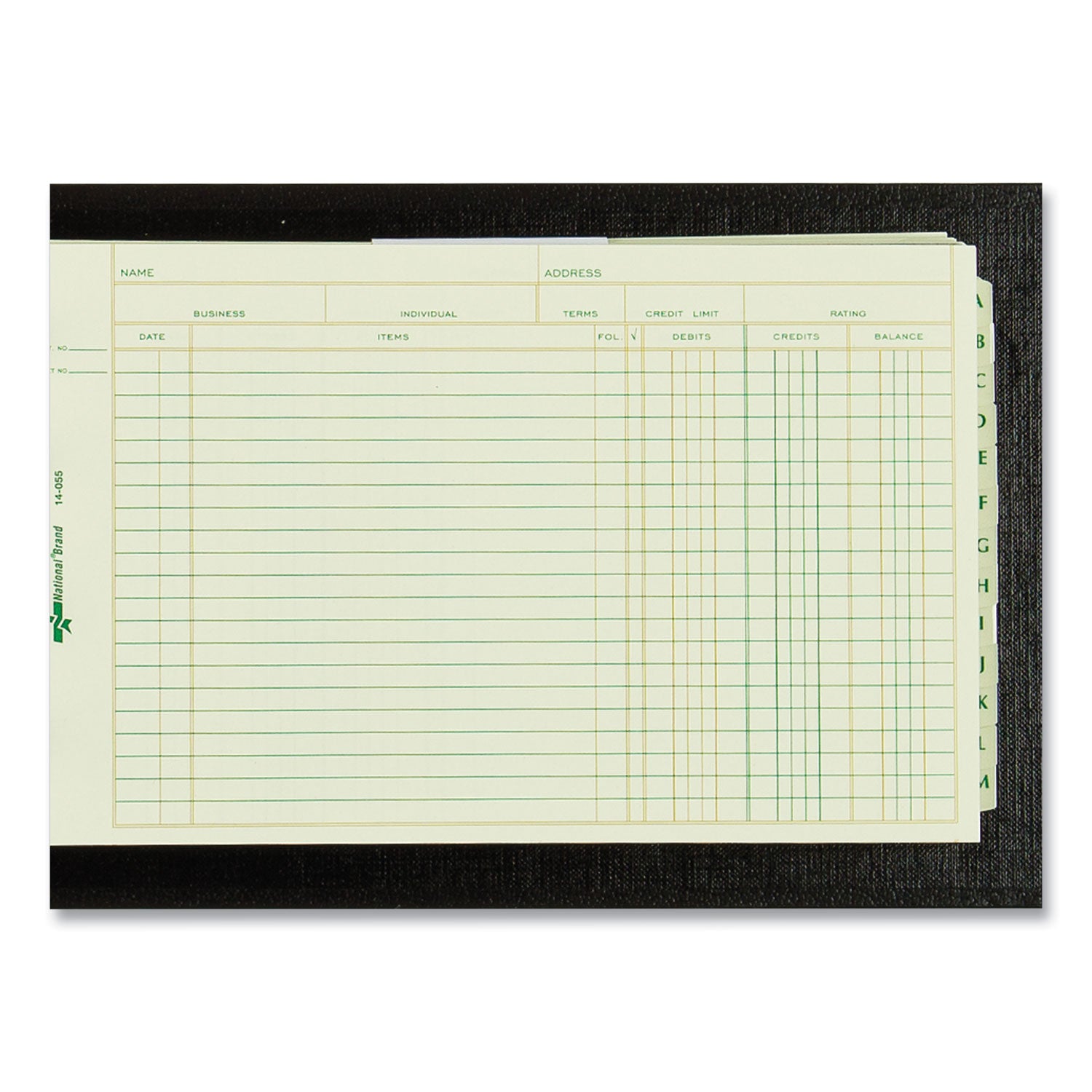Four-Ring Ledger Binder Kit with A-Z Index, Black Cover, 8.5 x 5 Debit-Credit-Balance Sheets, 100 Sheets/Book - 