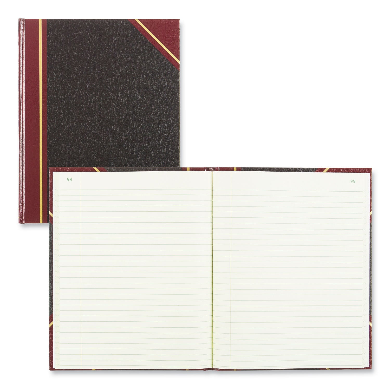 Texthide Eye-Ease Record Book, Black/Burgundy/Gold Cover, 10.38 x 8.38 Sheets, 300 Sheets/Book - 