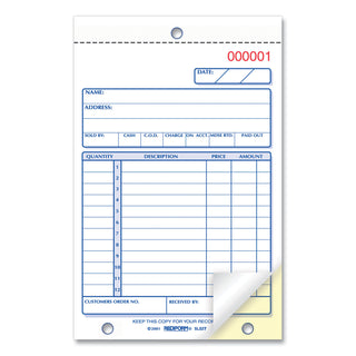 Sales Book, 12 Lines, Two-Part Carbonless, 4.25 x 6.38, 50 Forms Total - 