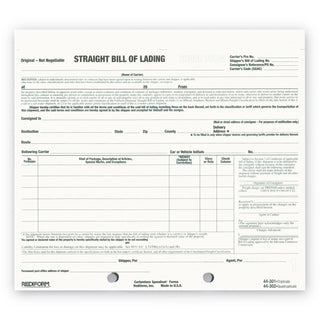 Snap-A-Way Bill of Lading, Short Form, Three-Part Carbonless, 7 x 8.5, 250 Forms Total