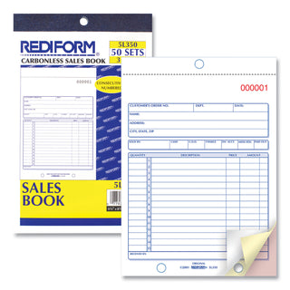 Sales Book, 15 Lines, Three-Part Carbonless, 5.5 x 7.88, 50 Forms Total - 
