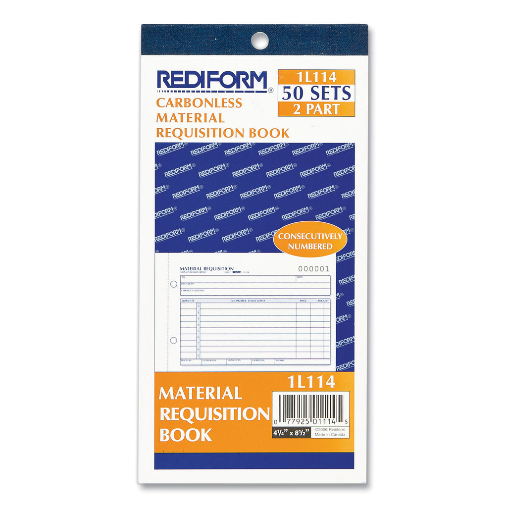 Material Requisition Book, Two-Part Carbonless, 7.88 x 4.25, 50 Forms Total - 