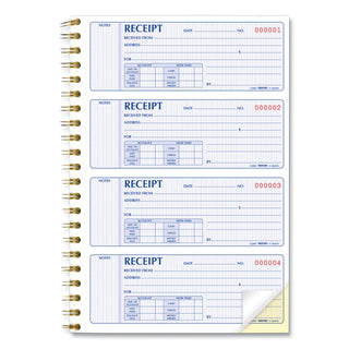Gold Standard Money Receipt Book, Two-Part Carbonless, 7 x 2.75, 4 Forms/Sheet, 300 Forms Total