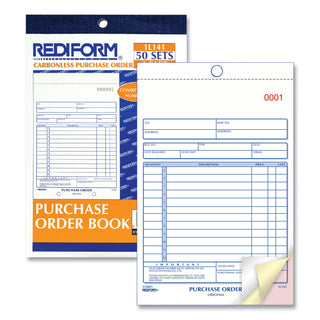 Purchase Order Book, 12 Lines, Three-Part Carbonless, 5.5 x 7.88, 50 Forms Total - 