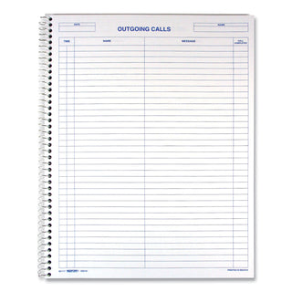 Wirebound Call Register, One-Part (No Copies), 11 x 8.5, 100 Forms Total - 