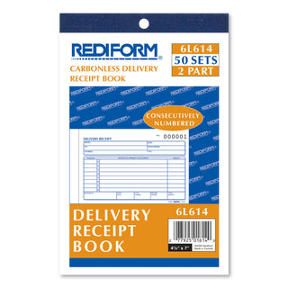 Delivery Receipt Book, Three-Part Carbonless, 6.38 x 4.25, 50 Forms Total - 