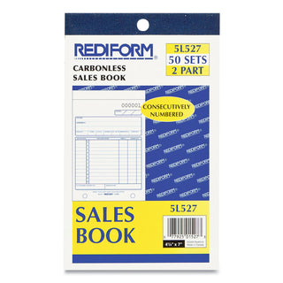 Sales Book, 12 Lines, Two-Part Carbonless, 4.25 x 6.38, 50 Forms Total - 