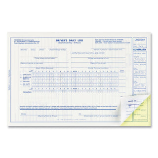 Driver's Daily Log Book, Two-Part Carbonless, 8.75 x 5.38, 31 Forms Total - 