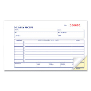 Delivery Receipt Book, Three-Part Carbonless, 6.38 x 4.25, 50 Forms Total - 