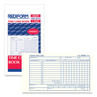 Weekly Employee Time Cards, One Side, 4.25 x 7, 100/Pad