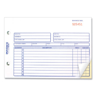 Invoice Book, Two-Part Carbonless, 5.5 x 7.88, 50 Forms Total - 