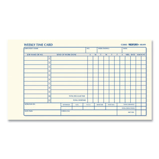 Weekly Employee Time Cards, One Side, 4.25 x 7, 100/Pad - 
