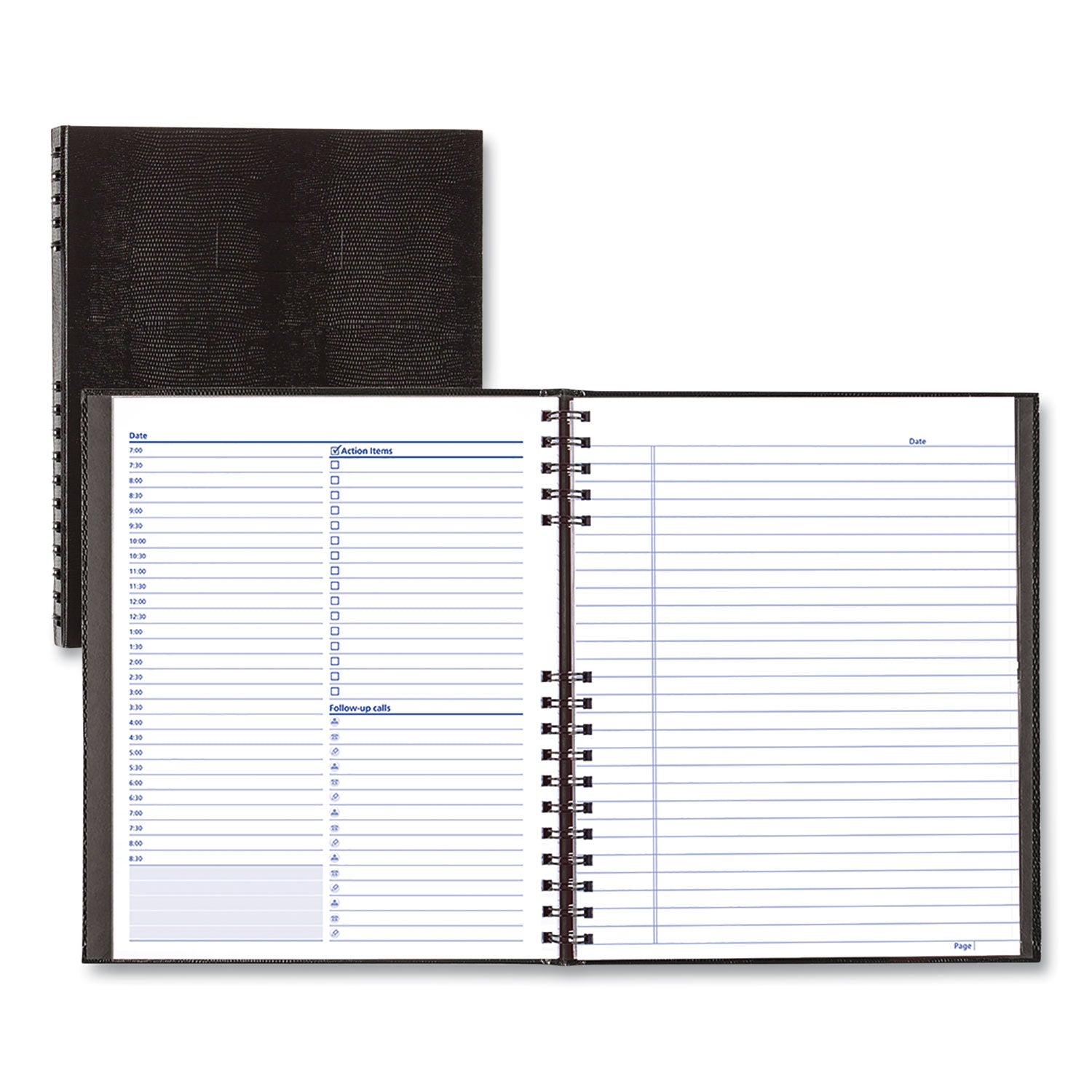 NotePro Undated Daily Planner, 10.75 x 8.5, Black Cover, Undated - 