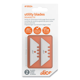 Slice Replacement Ceramic Utility Blades - 2.40" Length - Non-conductive, Non-magnetic, Rust Resistant, Reversible, Non-sparking - Zirconium Oxide - 2 / Pack - White