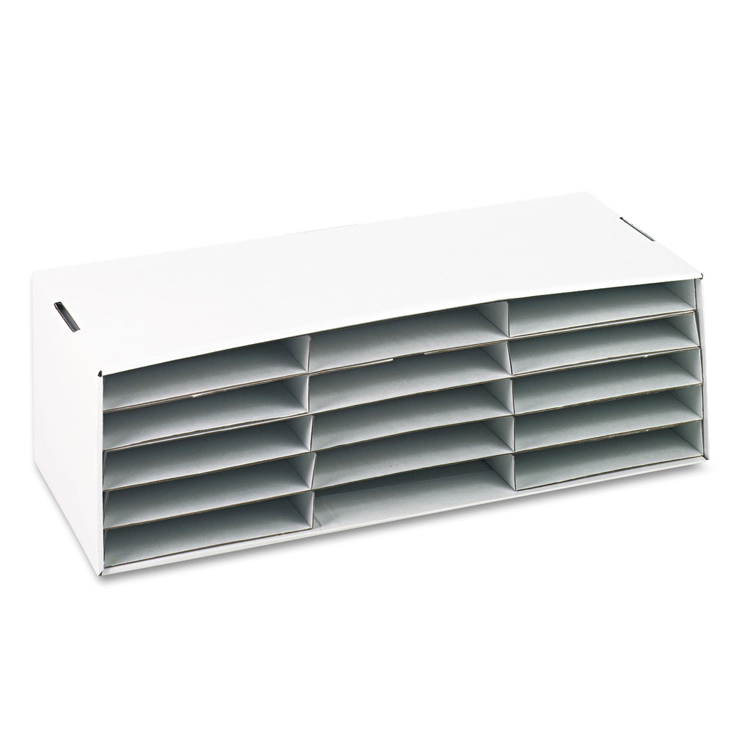 Classroom Keepers Letter-Size Construction Paper Sorter/Storage Box, 15 Compartments, 29.25 x 12.88 x 9.38, White - 