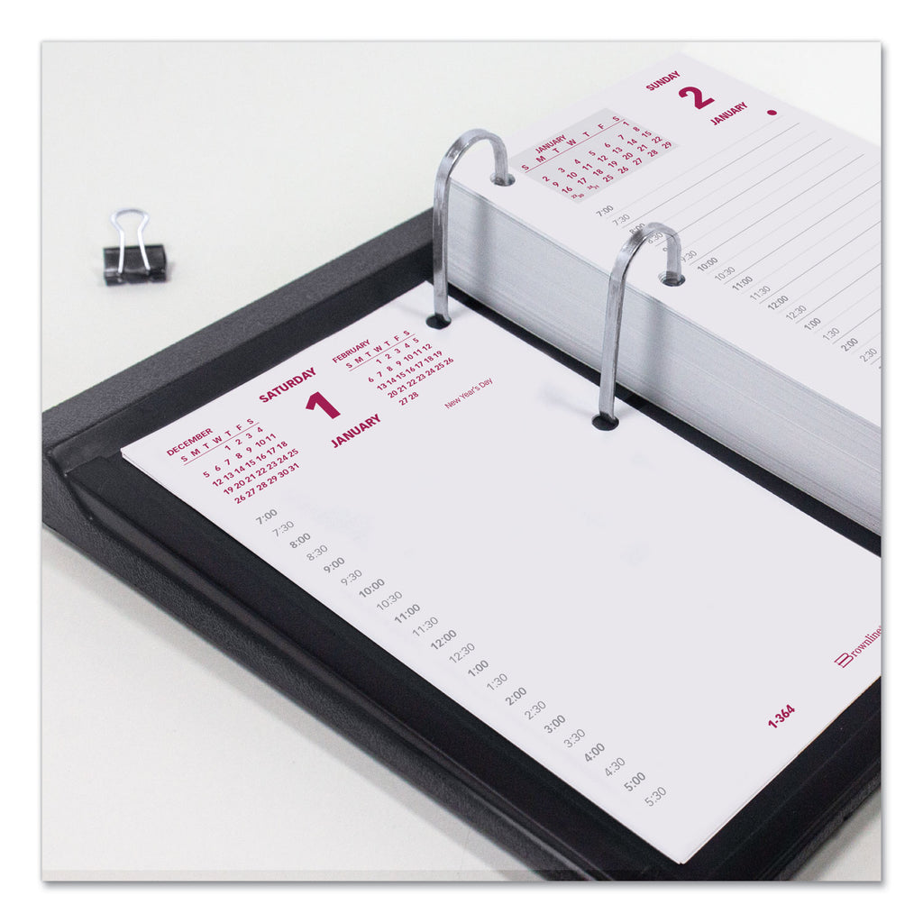 Daily Calendar Pad Refill, 6 x 3.5, White/Burgundy/Gray Sheets, 12-Month (Jan to Dec): 2024