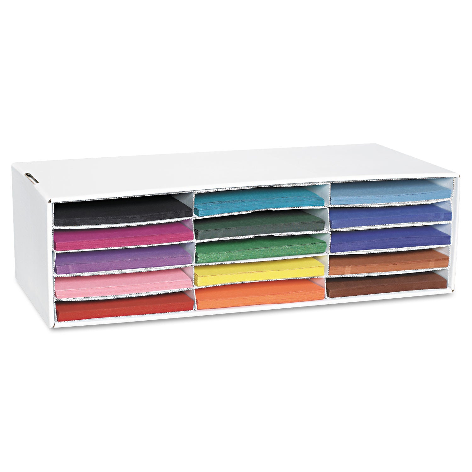 Classroom Keepers Letter-Size Construction Paper Sorter/Storage Box, 15 Compartments, 29.25 x 12.88 x 9.38, White - 