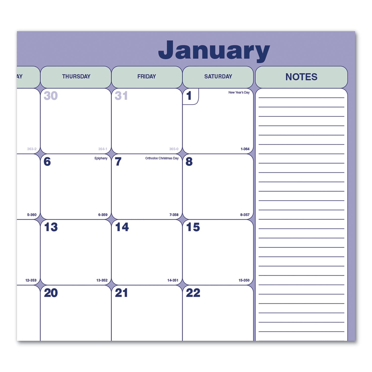 Monthly Desk Pad Calendar, 21.25 x 16, White/Blue/Green Sheets, Black Binding, Black Corners, 12-Month (Jan to Dec): 2024
