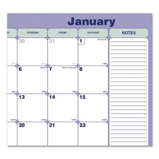 Monthly Desk Pad Calendar, 21.25 x 16, White/Blue/Green Sheets, Black Binding, Black Corners, 12-Month (Jan to Dec): 2024