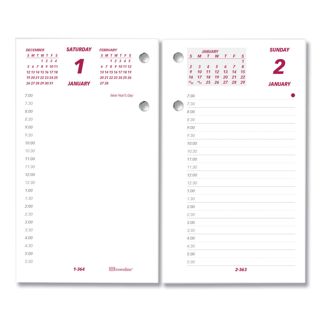 Daily Calendar Pad Refill, 6 x 3.5, White/Burgundy/Gray Sheets, 12-Month (Jan to Dec): 2024