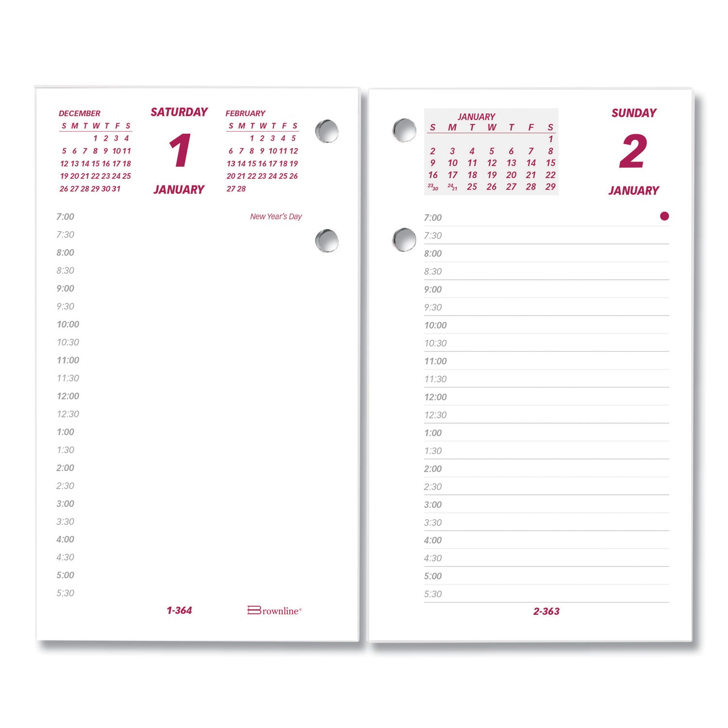 Daily Calendar Pad Refill, 6 x 3.5, White/Burgundy/Gray Sheets, 12-Month (Jan to Dec): 2024