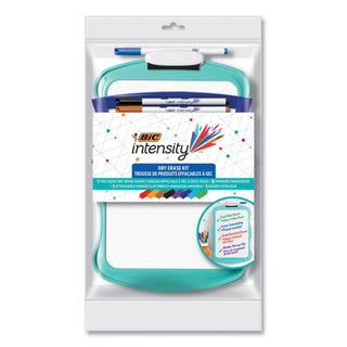 intensity-dry-erase-board-and-markers-kit-78-x-118-white-surface-blue-plastic-frame_bicdekitp12ast - 2