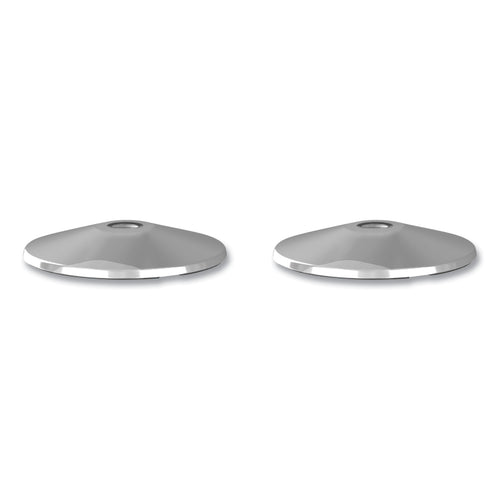 Adjusta-Tape Crowd Control Stanchion Base Only, Polished Aluminum, 14" Diameter, Silver, 2/Box - 