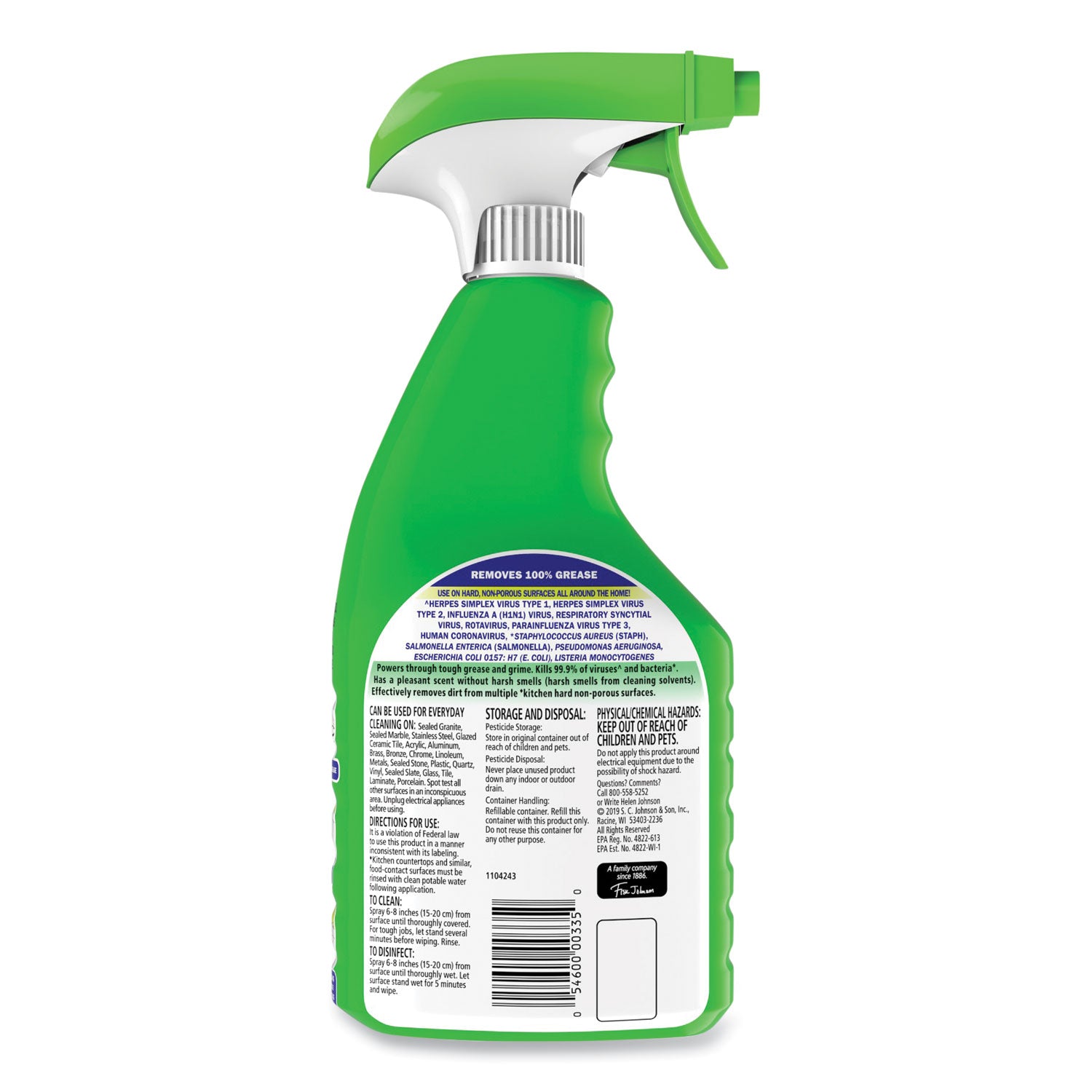 Disinfectant Multi-Purpose Cleaner Lemon Scent, 32 oz Spray Bottle, 8/Carton