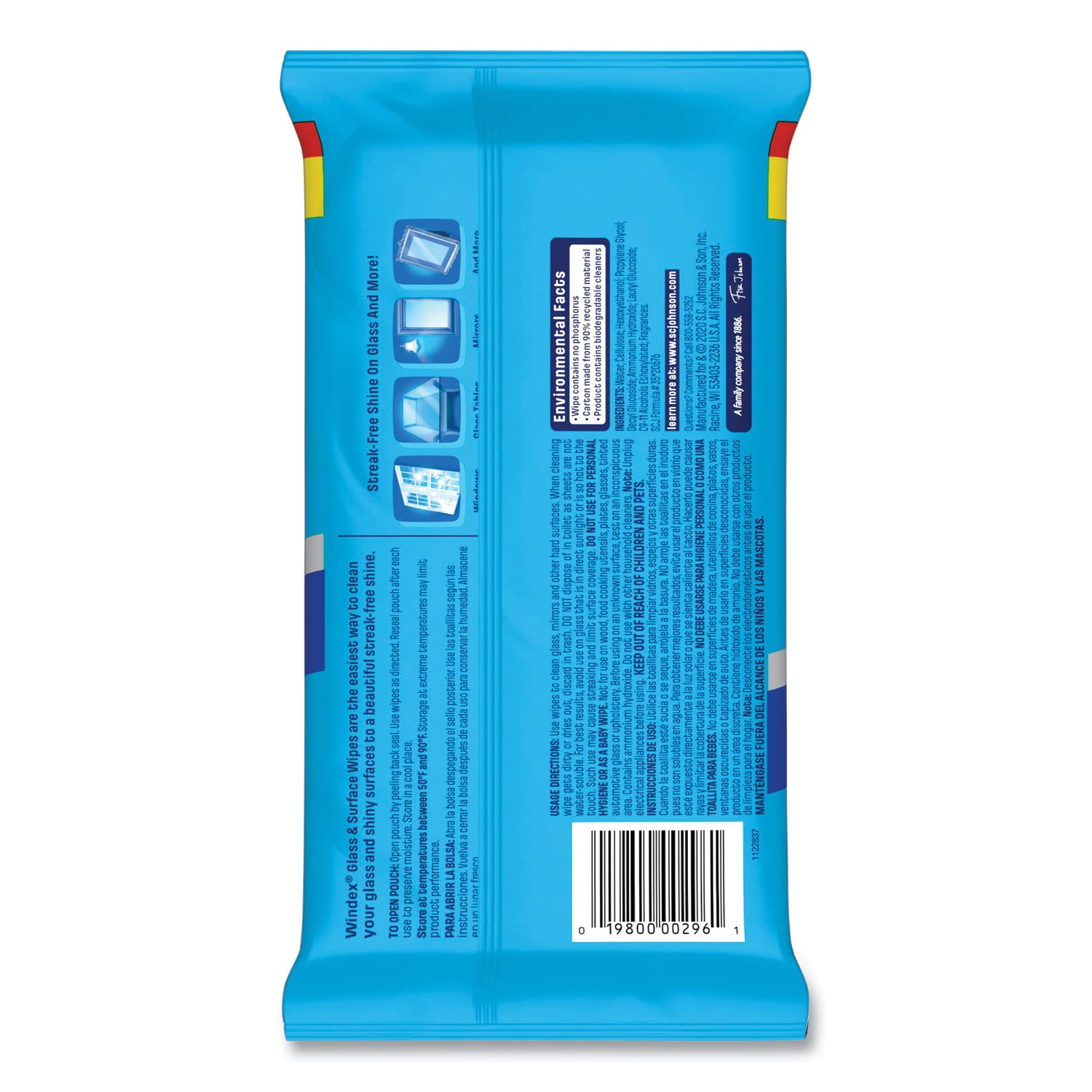 glass-and-surface-wet-wipe-cloth-7-x-8-unscented-white-38-pack-12-packs-carton_sjn319251 - 2