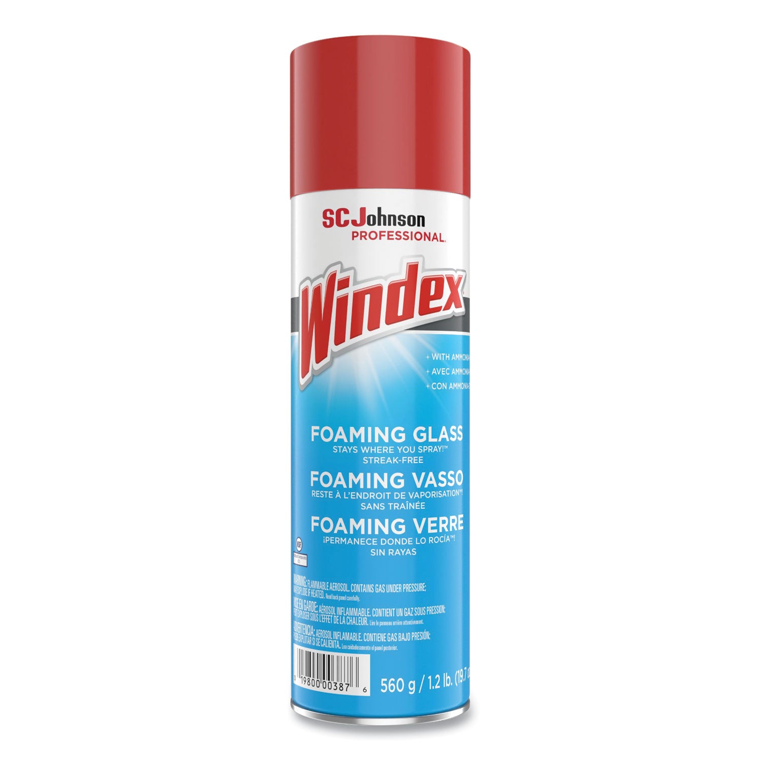 Foaming Glass Cleaner, Fresh, 20 oz Aerosol Spray, 6/Carton
