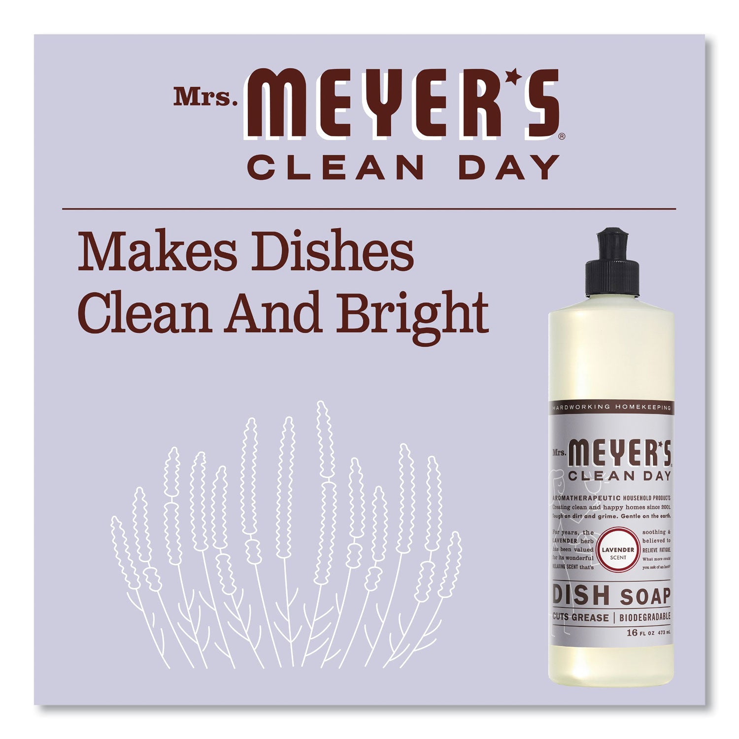 Dish Soap, Lavender Scent, 16 oz Bottle, 6/Carton
