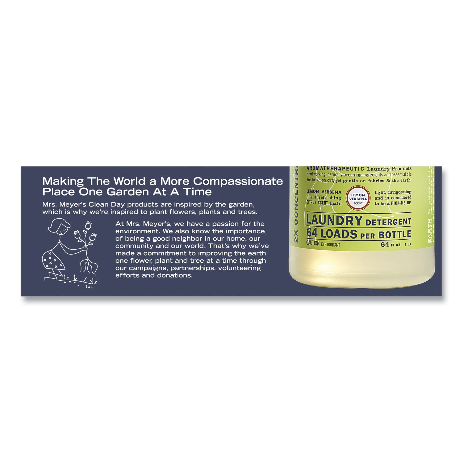 Liquid Laundry Detergent, Lemon Verbena Scent, 64 oz Bottle