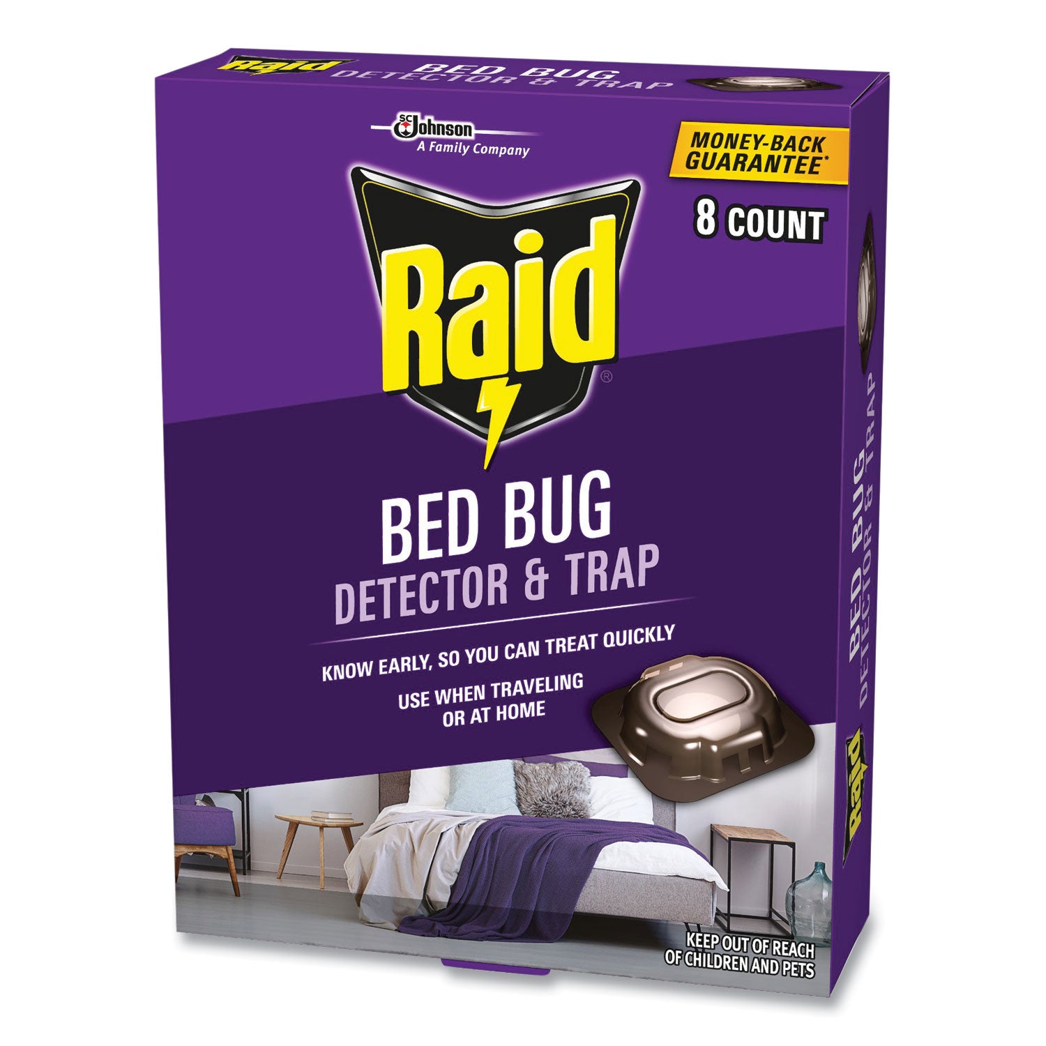 Bed Bug Detector and Trap, 0.19 lb Trap, 8 Traps/Box, 6/Carton