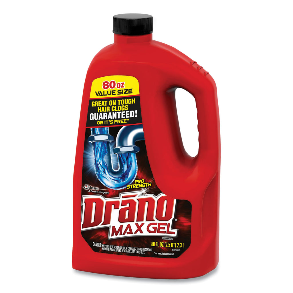 Max Gel Clog Remover, Bleach Scent, 80 oz Bottle, 6/Carton