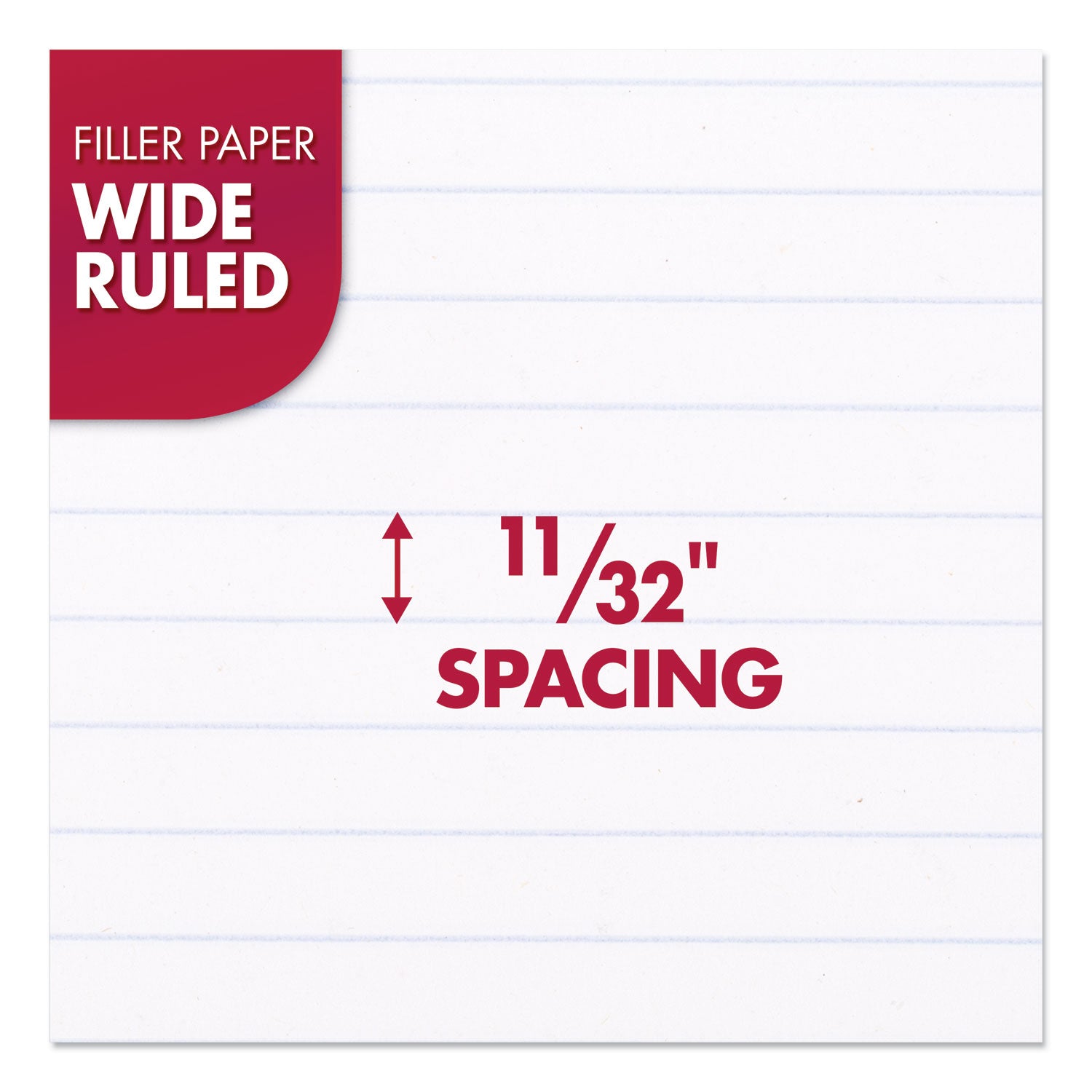 Filler Paper, 3-Hole, 8 x 10.5, Wide/Legal Rule, 200/Pack - 
