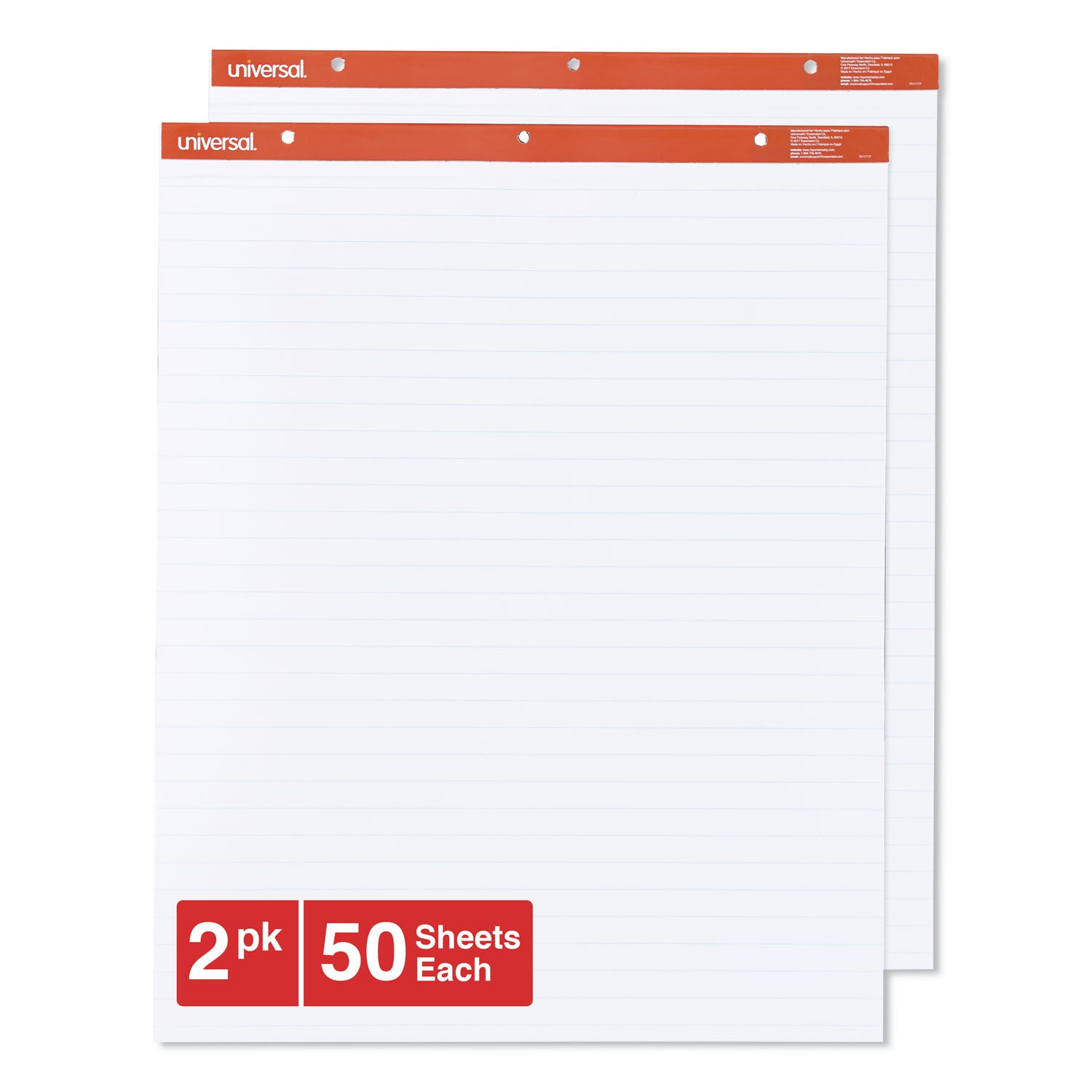 Easel Pads/Flip Charts, Presentation Format (1" Rule), 27 x 34, White, 50 Sheets, 2/Carton - 