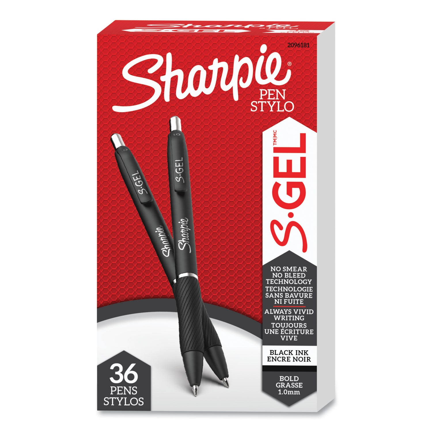 S-Gel High-Performance Gel Pen, Retractable, Bold 1 mm, Black Ink, Black Barrel, 36/Pack