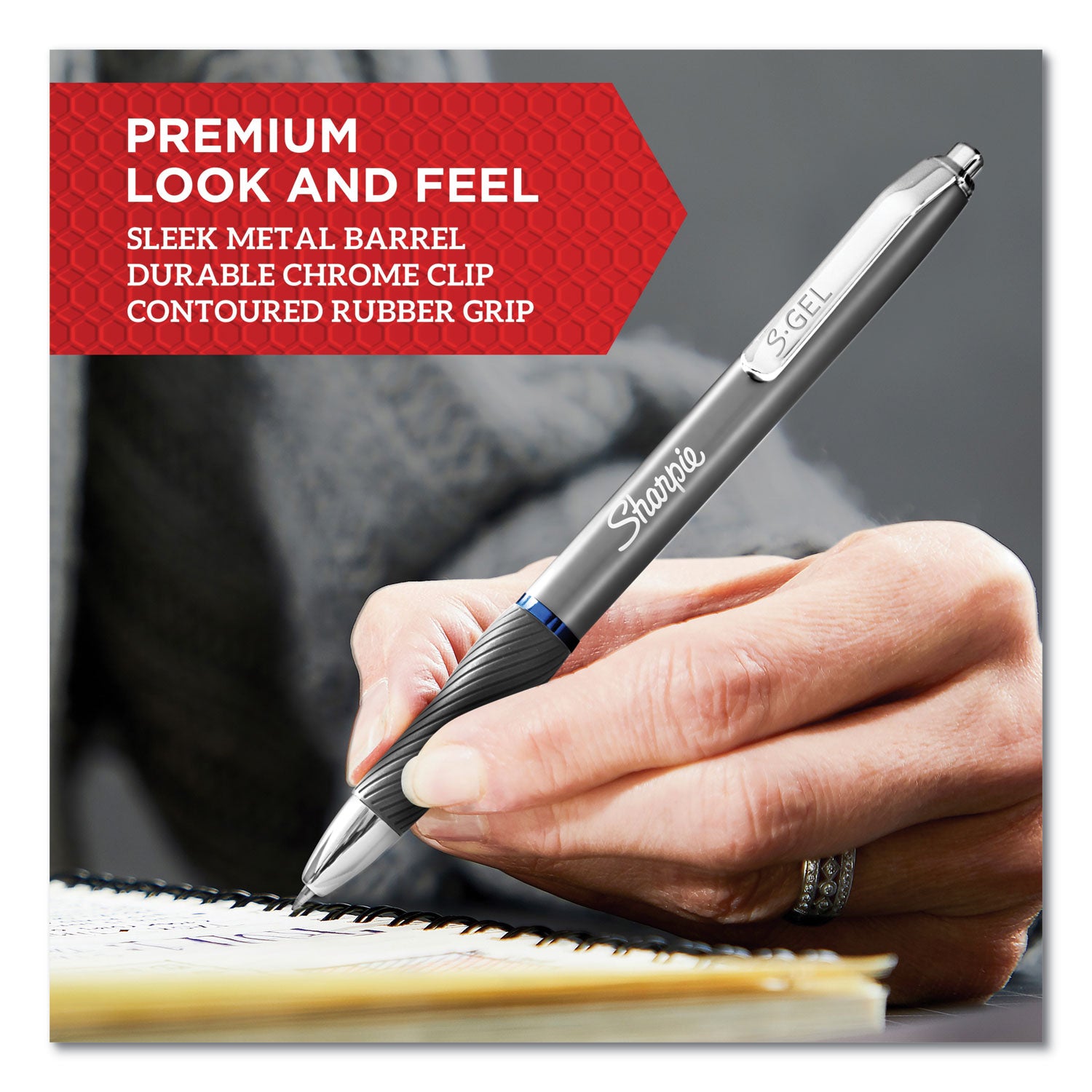 s-gel-premium-metal-barrel-gel-pen-retractable-medium-07-mm-black-ink-champagne-barrel-dozen_san2147526 - 3